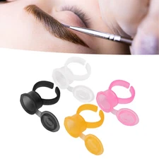 50Pcs Microblading Pigment Ring Cups with Cover for Tattoo Ink Semi Permanent