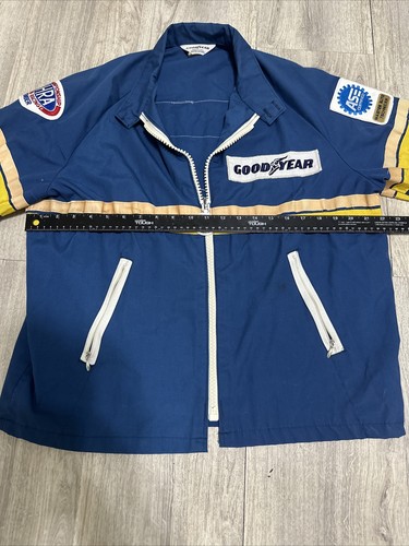 Vintage Goodyear Official Racing Jacket NHRA Master Tech Patches 80s Crew Sz LG - Picture 11 of 12