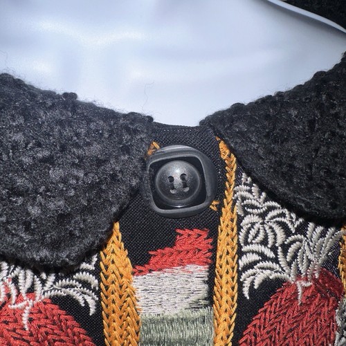 Marc Jacobs Women's Wide Neck Black Boiled Wool Fit & Flare Embroidered Coat-6/8 - Picture 5 of 14