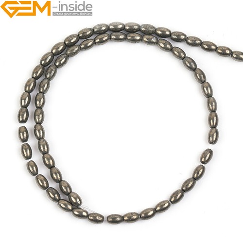 Pirite grigia splendida pietra cristallo argento olivario perline riso creazione gioielli 15" - Foto 15 di 36