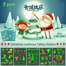2x Luminous Christmas Temporary Tattoo Stickers Child Body Art Tatoo Decor Craft