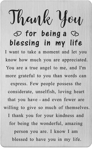 Metal Engraved Card - Thank You Gifts for Women Men - Appreciation Gifts for Fri