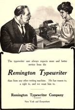 c1908 REMINGTON TYPEWRITER COMPANY NEW YORK VINTAGE ADVERTISEMENT Z952 thumbnail