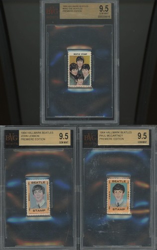 Juego completo de 5 estampillas de los Beatles Hallmark 1964 edición Premier BGS 9,5 gema rara - Imagen 1 de 2