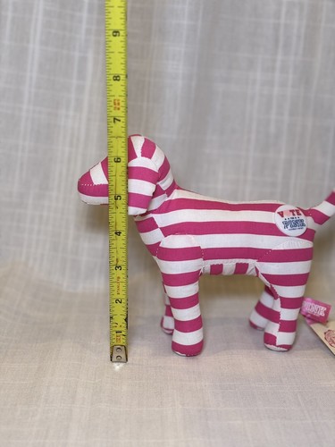 New Victoria's Secret Pink Plush Dog - White Striped "Vote Pink" Stuffed Animal - Picture 7 of 7