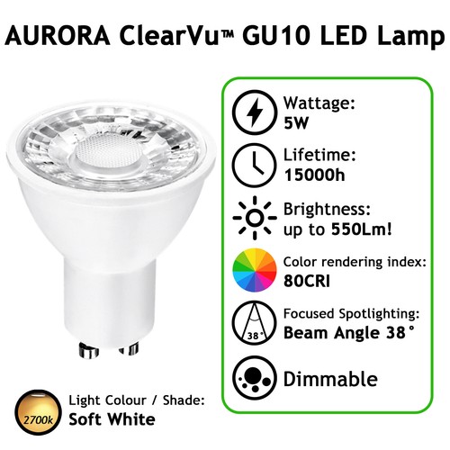 LED GU10 Bulbs Spot Lights Dimmable Warm Cool Daylight White Downlight Lamps 5W - Picture 7 of 10