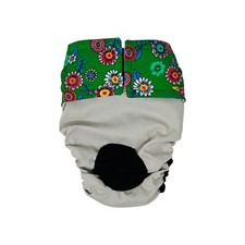 Barkertime Green Spring Flower Bloom on Frosty Cream Dog Diaper - Made in USA