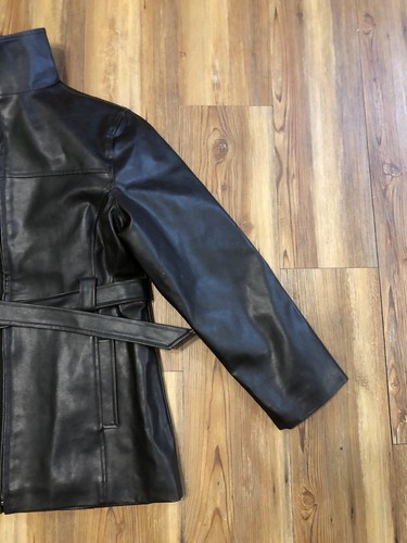 VTG KC Collections Women's Brown Belted Full Zip Polyvinyl Jacket Size Large - Picture 3 of 23