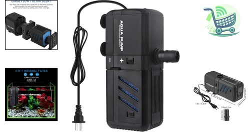 Compact 6W Internal Filter for Fish Tanks Up to 10 Gallons - Quiet and Efficient - Picture 2 of 9