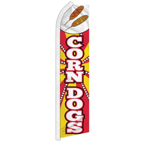 Corn Dogs Swooper Flutter Feather Advertising Fried Fair Food Banner Flag - Picture 1 of 6