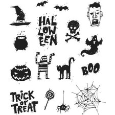 Tim Holtz Stampers Anonymous "SPOOKY SCRIBBLES" Halloween Rubber Cling Stamp Set