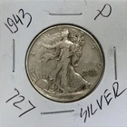 1943 Walking Liberty Half Dollar, Strong Feather Details HI GRADE ⭐727⭐V4⭐