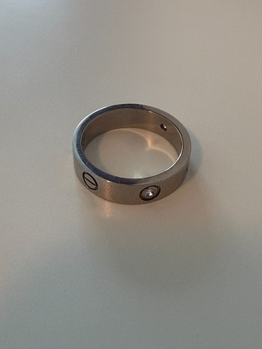 Cartier Love Ring 3 Diamonds 18K 750 White Gold 62mm CRB4032562 Size 10 0.22 CTW - Picture 2 of 4