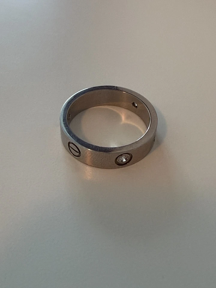 Cartier Love Ring 3 Diamonds 18K 750 White Gold 62mm CRB4032562 Size 10 0.22 CTW - Image 2 of 4