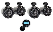 4 Rockville WB65 Black 6.5" 600w Marine Wakeboard Swivel Speakers Receiver