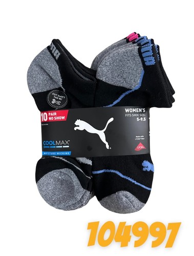 NEW PUMA WOMEN'S NO SHOW SOCKS 10 PAIR SIZE 5-9.5 MOISTURE CONTROLS - Picture 7 of 18