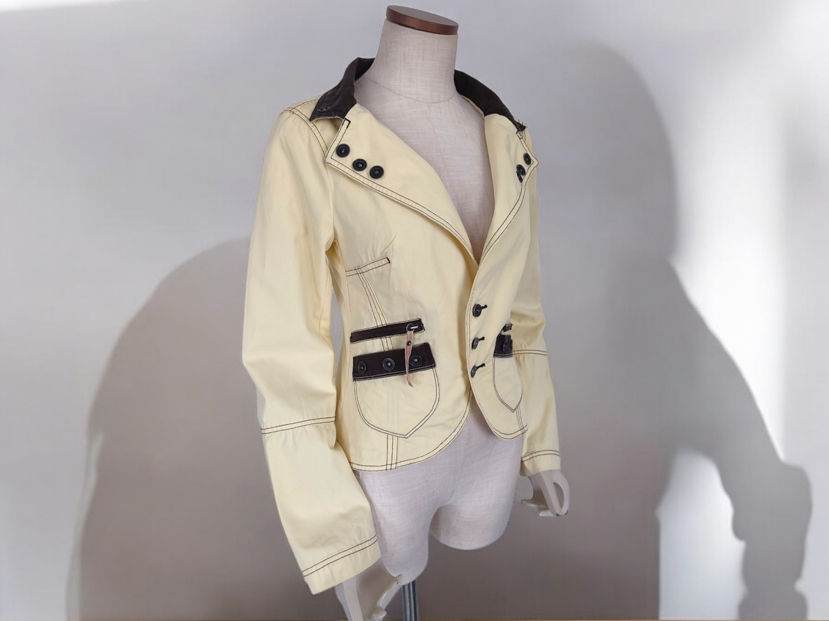 ジャケット・アウター 00s y2k DIESEL ladys military coat S diesel fishnet detail fur hooded bomber jacket S OLIVE