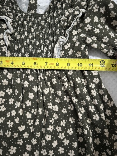 Zara Girls Size 4 / 5 Green Floral Ruffle Dress Boho EUC - Picture 7 of 8