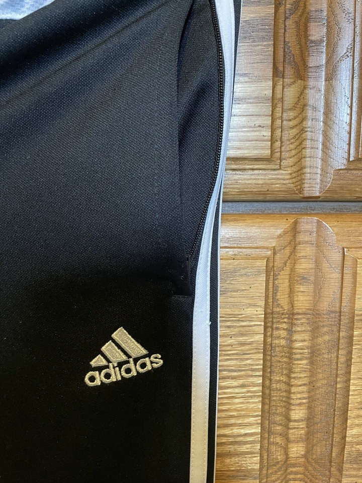 Adidas M climalite side zip pants waist tie straight leg jogger's