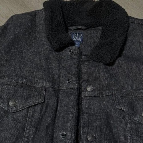 NWT NEW GAP Denim Jacket Black Wash Sherpa Lined Size XXL Snap Front - Picture 4 of 8