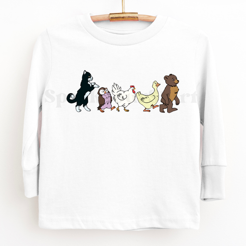 Little Bear Cat Owl Hen Duck Animated 90s Television Long Sleeve Toddler T-Shirt - Picture 3 of 12