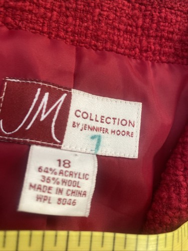 JM Collection Blazer Womens Size 18 Red Tweed Jacket Office Casual Old Money - Picture 7 of 11