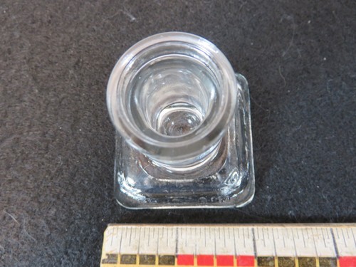 Sanfords Glass Fountain Pen Stand Holder Square Base 2x2 Inch 1/2oz 1950’s - Picture 2 of 7