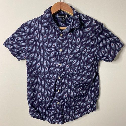 J.Ferrar Shirt Mens Medium Purple Blue Slim Fit Button Up Short Sleeve - Picture 1 of 8