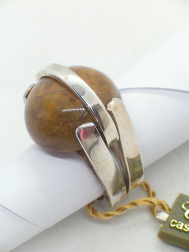 ANELLO in ARGENTO 925 con DIASPRO Marrone naturale - pietra dura - pietre dure - - Picture 3 of 6