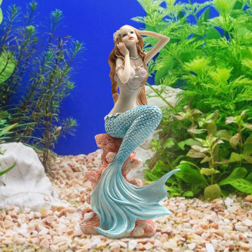 Mermaid Miniature Aquarium Decorations Resin Statue Figurine Fish Tank Ornament - Picture 9 of 18