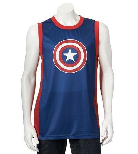 Captain America Sport Shirt Oberteil Herren Größe S Small Marvel Comics Ärmellos