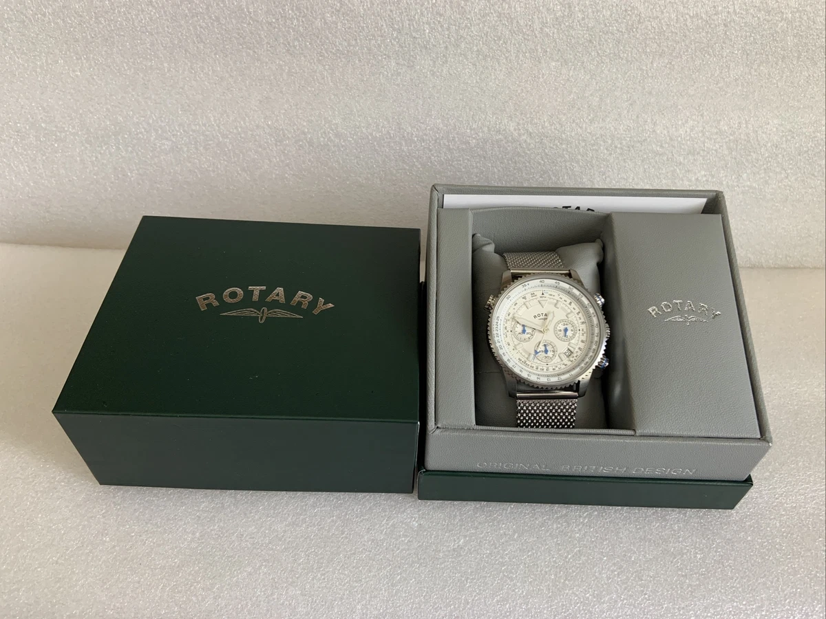 Rotary Mens Stainless Steel Mesh Strap Chronograph Watch. GB03107  