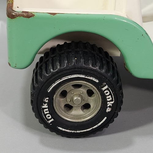 Tonka Jeep Runabout VTG 1960s Toy Mint Green White Sports Wheels Offroad Tires - Picture 7 of 19