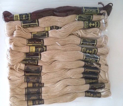 85+ Skein Anchor MEZ 8m Cotton Embroidery Floss Lot Mostly Browns and Beige NOS - Picture 13 of 13