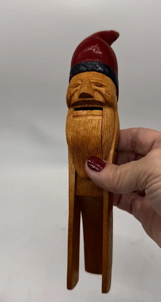 Vintage Hand Carved Wood Norwegian?  Figural Nutcracker Santa Gnome - Image 4 of 4