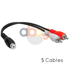 5PCS RCA Female Jack to 2 RCA Male Plug Cable Audio Adapter 2-Way Y Splitter