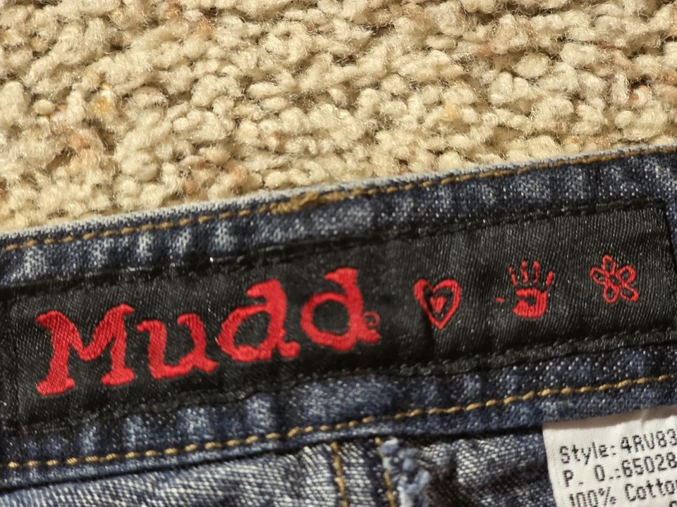 Falda vaquera Mudd para mujer 5 botones azules frontal midi 100 % algodón informal años 2000 Y2K Foto 4 de 4