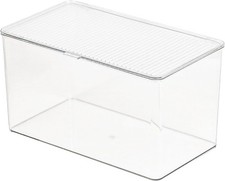 Clear Plastic Storage Bin W/ Lid Organizer Pantry Office Bathroom Kitchen Snack