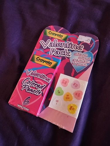 Raro | Lápices de colores Crayola San Valentín 2001 pegatinas sello vintage bloc de notas - Imagen 3 de 7
