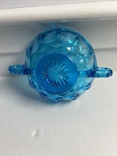 Anchor Hocking Fairfield Blue Double Handled Nappy Bowl Trinket dish