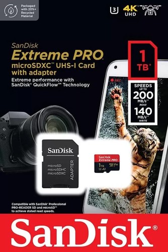 Sandisk 1TB Extreme PRO Micro SD MicroSDXC Memory Card SDSQXCD-1T00-GN6MA READ