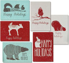 48 Pack Happy Holiday Cards with Envelopes, 6 Christmas Winter Animal Designs (