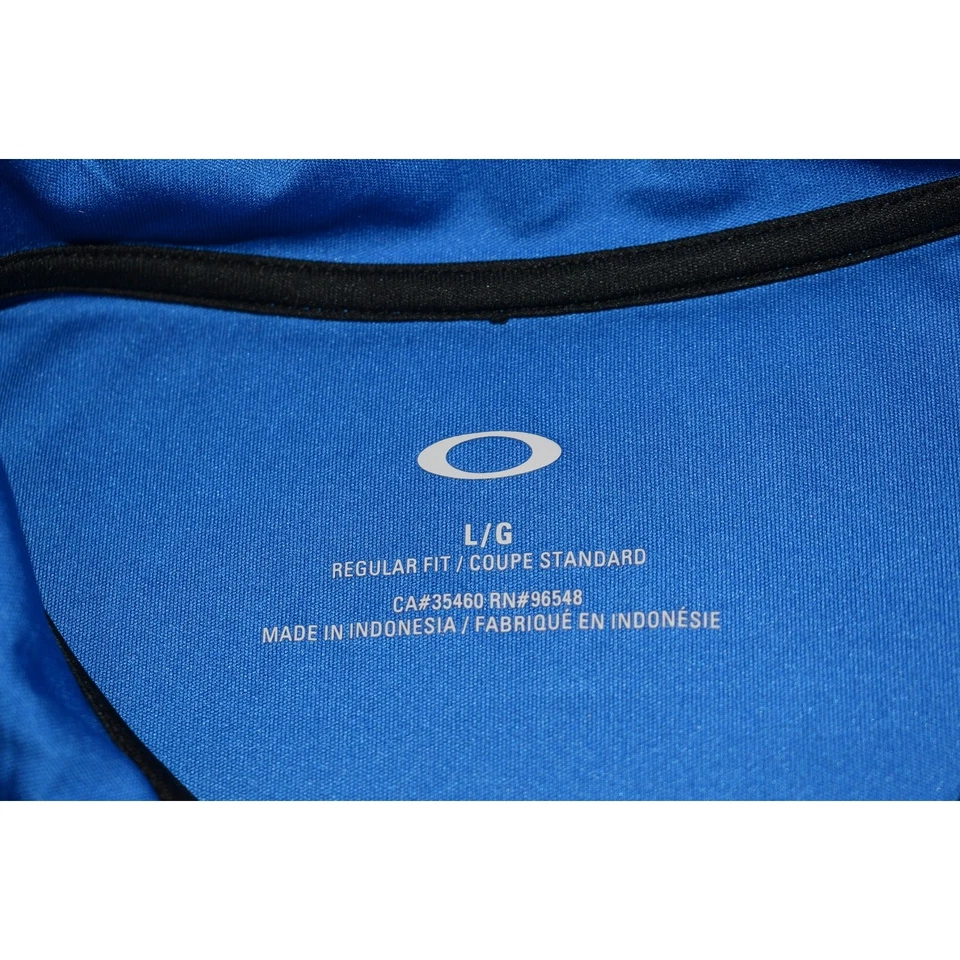 Polo de golf Oakley para hombre talla grande azul blanco rendimiento poliéster  Foto 4 de 4