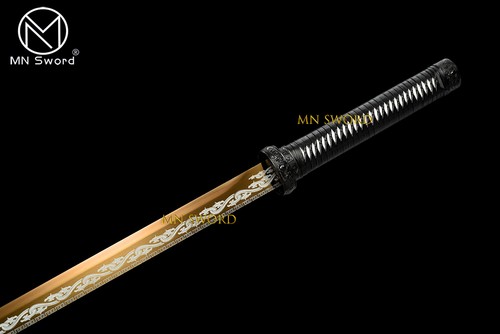 Bonito patrón pintado hoja de oro espada china dinastía Tang Dao dragón accesorios - Imagen 10 de 14