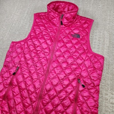The North Face Thermoball Puffer Vest Women Medium Pink Diamond Quilted Outdoor 