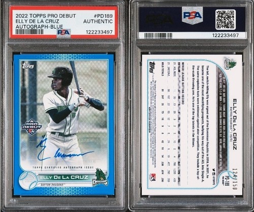 2022 Topps Pro Debut - Elly De La Cruz #PD-189 Blue Autographs /150 PSA/DNA AUTH - Picture 3 of 3