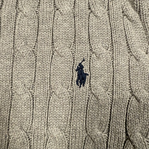 Polo Ralph Lauren Cable Knit Sweater Gray Youth Medium 10-12 Pullover Preppy - Picture 4 of 11