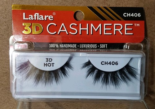 LaFlare False Eyelashes 3D Cashmere Glam CG406 1 Pair 100% Handmade Soft Black