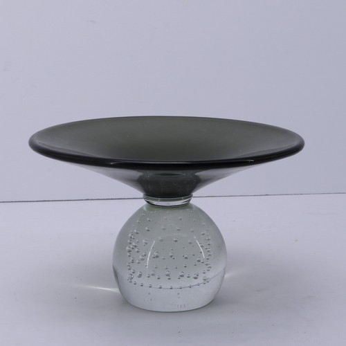 Mid Century Rauchgrau Kontrolliert Blase Kunst Glas Kompott Schale - Bild 12 von 12
