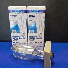 2- SATCO HYGRADE 175W ED17 CLEAR METAL HALIDE LAMP MEDIUM BASE 14K LMNS S5862